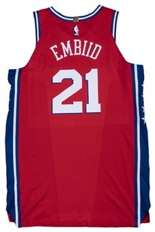 2017-18 Joel Embiid Game Used Philadelphia 76ers Red Statement Jersey Used on 3/8/18 (NBA/MeiGray LOA)